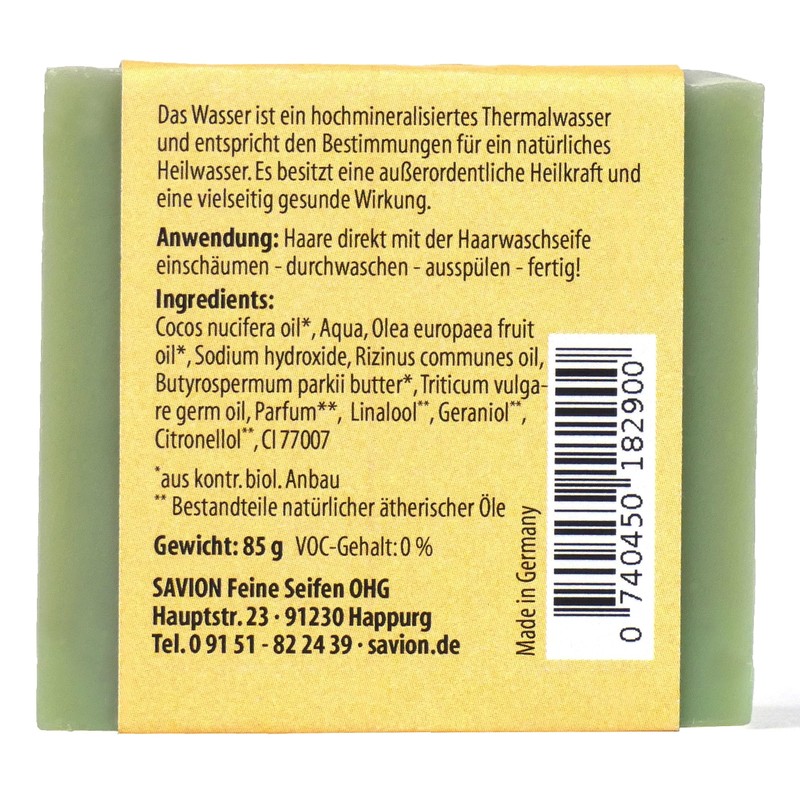 Savion Thermal Water Hair Soap, for All Hair Types, Vegan,
