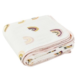 ZPECC Muslin Blanket - 100% Organic Cotton Toddler Quilted Blanket for Crib, Stroller, Daycare, Travel，30x40 inches, Rainbow