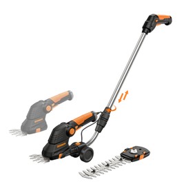 GS03C 7.2V Cordless Grass Shear, Electric Grass Shear w/Telescopic Handle Set and Wheels, 80 MIN Fast Charge, Three-Position Adjustable Handle, Portable Electric Grass Cutter for Grass Cutting