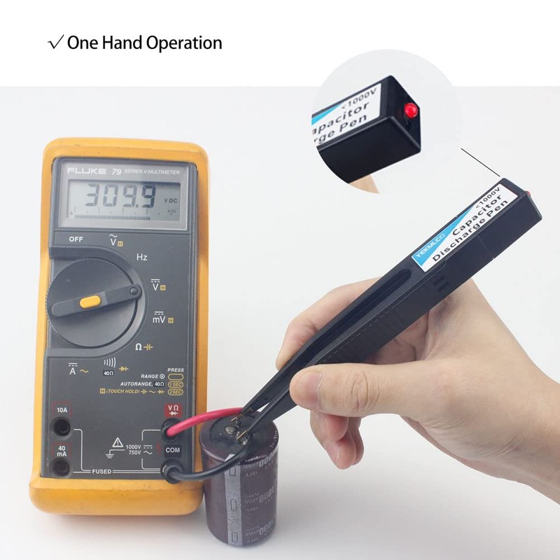 YEKMLCO Capacitor Discharge Pen, FDB1, 10-1000V, Rectangular, Metal, Fast Discharging,