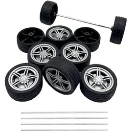 10PCS Toy Car Wheels 40mm Rubber Tire Wheels with Metal Shaft for RC Car Truck DIY Model Toy Wheel Replacement Accessories (3X40mm)
