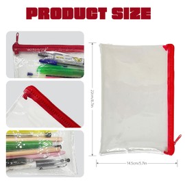 Clear Transparent Plastic Pencil Case for Exams & GCSE - See-Through Exam Pouch with Two Red Suits, School Supplies (Pencil Case Clear)