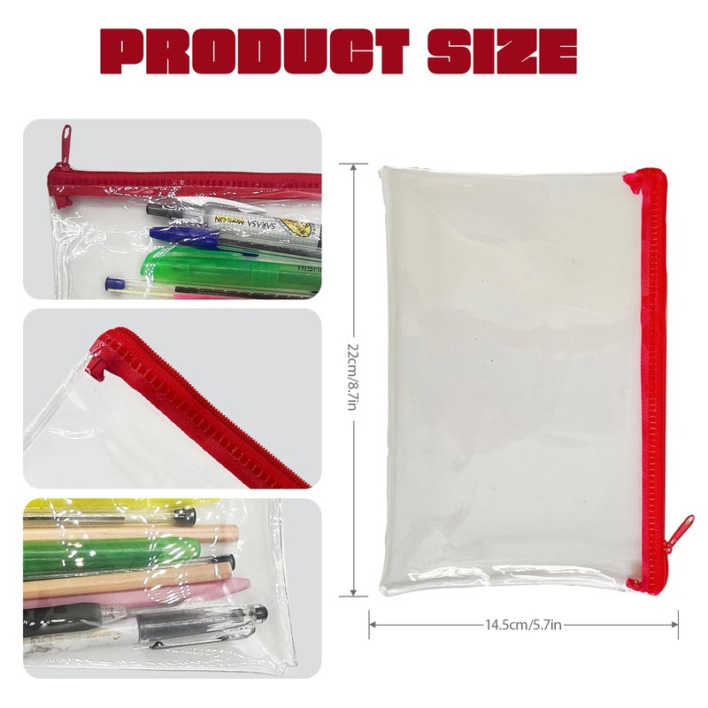 Clear Transparent Plastic Pencil Case for Exams & GCSE -