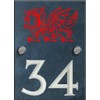 Engraved Slate House Number Sign Plaque with Hand Painted Motif