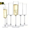 Plastic Champagne Flutes, Disposable Stemless-Look Glasses with Long Stems, Clear