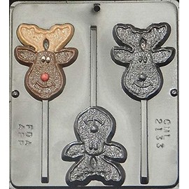 Candy Molds N More Happy Reindeer Moose Lollipop Chocolate Candy Mold Christmas 2133