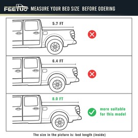 FeeTUO Soft Roll-Up Tonneau Cover Truck Bed for 2002-2018 Ram 1500; 2003-2022 Ram 2500 3500 8FT/96 w/o RamBox | 2019-22 Classic Ram 1500 |