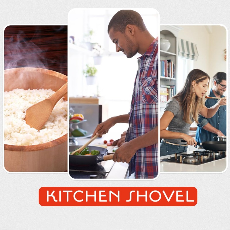 VICASKY Long Handle Wood Spatula Crepe Batter Spreader Kitchen Cooking