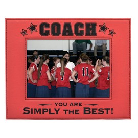 COACH PICTURE FRAME GIFT - Engraved Leatherette Picture Frame - COACH You Are SIMPLY THE BEST - Baseball Football Soccer Basketball Hockey Softball Thank You Great Leader Team Photo Award (4x6, Red)