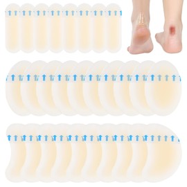 iLamvie Pack of 30 Blister Plasters, Hydrocolloid Plasters, Waterproof Gel Plasters, Heel Blister Plasters, Heel Protection, Relief from Friction Pain Toes, Forefoot, Heel