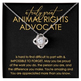 Luxe Gifting Animal Rights Advocate Necklace Message Card Box Love Knot Mahogany - Hard To Find Difficult To Part - Veterinarian Pet Lovers Zookeeper