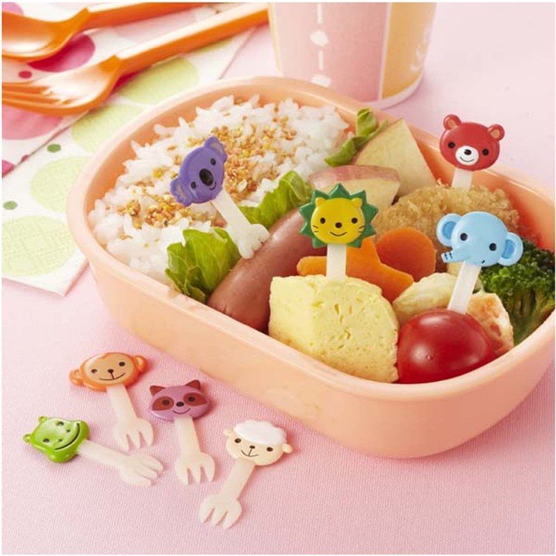 Torune P-3547 Fork Picks, Nakayoshi Animals, 8 Pieces, Lunch Pick