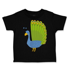 Toddler T-Shirt Zoo Peacock Spread Tail Zoo Funny Cotton Colorful Peacock Boy & Girl Clothes Zoo Baby Funny Tee Black Design Only 2T
