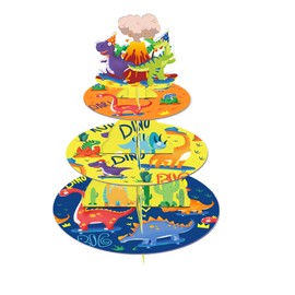 Dinosaur Cupcake Stand for 24 Cupcakes 3 Animal Cupcake Stand Cartoon Dinosaur Themed Party Supplies Cupcake Display Holder for Birthday Party, Baby Shower, Party