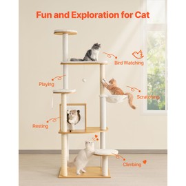 Happybuy Large Cat Tree, 68.9 inches Tall, Cat Tower, Multi-Level Cat Condo Furniture Activity Center with Cozy Perches, Sisal Scratching Posts, Big Kittens House for Indoor Cats Play & Rest