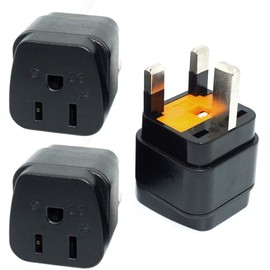 Adaptador de enchufe US/Canadá/Japón a Reino Unido, KSA/EAU/Singapur, enchufe de EE. UU./Canadá/Japón convertido a enchufe del Reino Unido con fusible de 13 A (3 piezas)