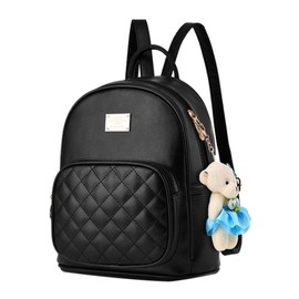 I IHAYNER Women Backpack Backpacks for Womens Ladies School Bags Cute Girls Teens PU Leather Small Rucksack Bear Travel Daypacks Purse Black