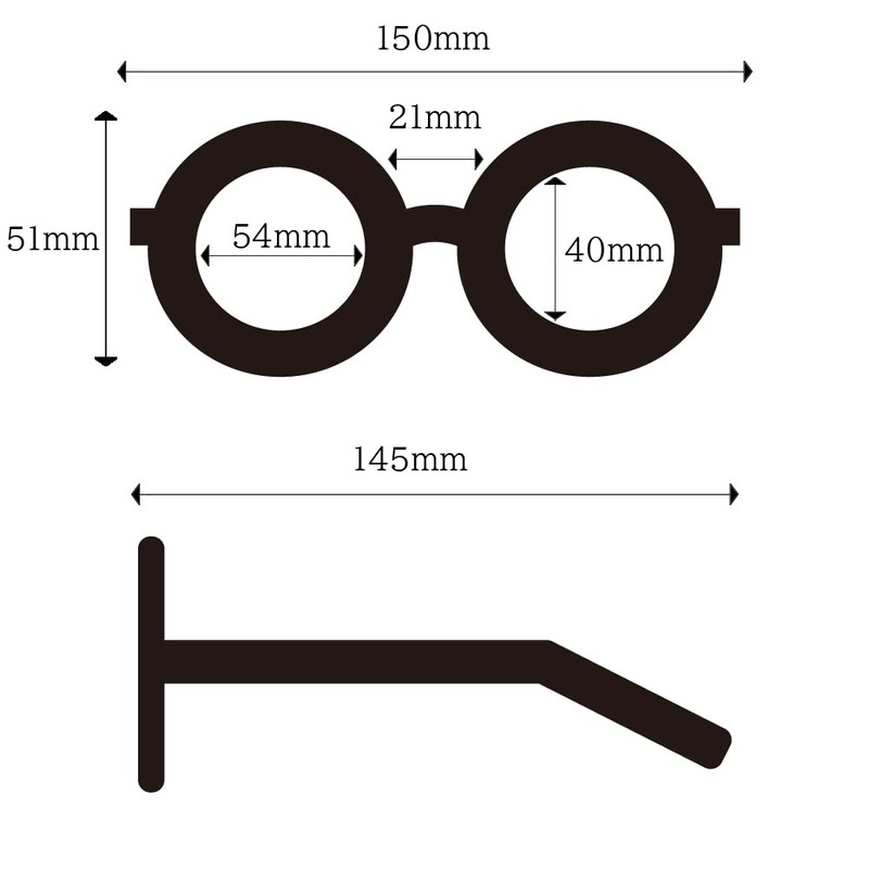 meSmart Original PIXEF Mt. Fuji Glasses, Black Rimmed Glasses, Large
