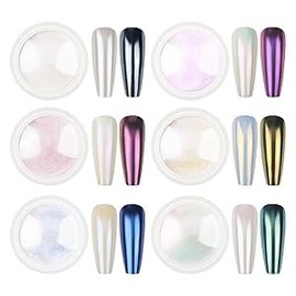 Solid Builder Gel and Chrome Nail Powder Kit BISHENGYF: 4 In 1 No Wipe 3d Sculpting Nail Gel Silver Aurora White Pearl Chrome Nail Powder Clear Non-Sticky Hand Extension Glue for Nail Decoration 30g