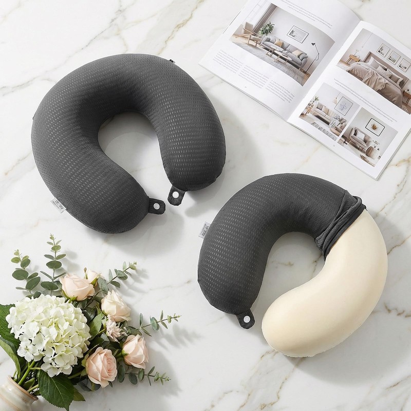 Ouligay 2 PCS U Shaped Travel Pillow Case Cover Ice