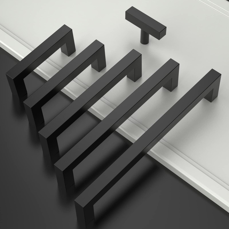 Amerdeco 10 Pack Matte Black Cabinet Pulls 3.75 Inch(96mm) Hole