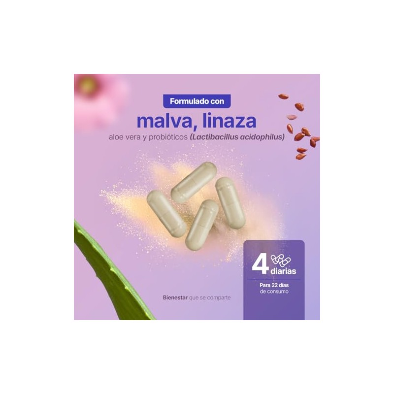 Probióticos Linaza Malva Aloe Vera Cápsulas 2000 Por Porción Ingredientes
