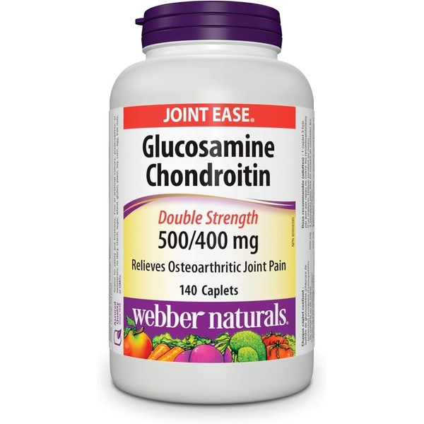 Webber Naturals Glucosamine Chondroitin, Double Strength, 140 Caplets, Helps Relieve