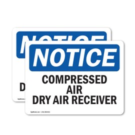(2 Pack) Compressed Air Dry Air Receiver OSHA Notice Sign 5 Inch X 3.5 Inch Vinyl Label Decal Sticker Weather Resistant, UV Protected for Workplace, Business, and Construction Site, Made in the USA