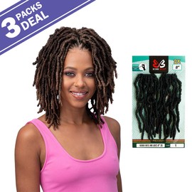 Bobbi Boss Crochet Braids African Roots Braid Collection 2X Nu Locs 8" (3-PACK, NAVY BLUE)