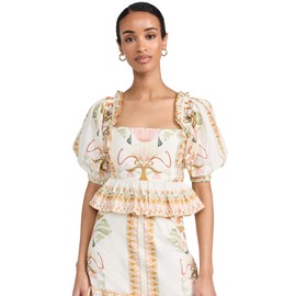 Lug Von Siga Women's Daphne Top, Off White/Mustard, 4