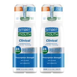 SmartMouth Clinical Zinc Activated Mouthwash - Anti-Plaque & Anti-Gingivitis for Healthy Gum Support - All-Day Fresh Breath - Alcohol-Free, Sugar-Free, & Gluten-Free - Clean Mint - 16 fl oz (2 Pack)