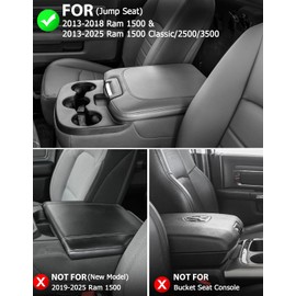 Eaglecover Center Console Armrest Cover for Dodge Ram 1500 2013-2018, Ram 2500/3500/1500 Classic Model 2013-2025, Jump Seat, Vinyl Leather Arm Rest Cover for Car, Anti-Scratch, Black