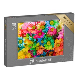 puzzleYOU: 500 Piece Rainbow Daisy Jigsaw Puzzle Collection - Flora, Flowers