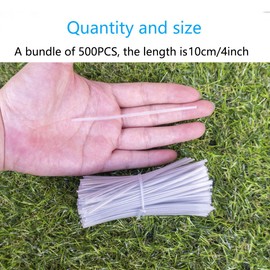 Tangser Plastic Clear 4" Twist Ties, Reusable Cable Ties,Long Garbage Bag Twist Ties, Trash Bag Coated Ties, Twisty Ties for Organizing, Plant Hollding, Office, Christmas Tree (500 Pcs/4 inch/10cm)