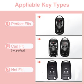 XUPEIXUN 3 Pcs Car Accessories for Buick Key Fob Cover with Bling Keychain Cute Rhinestone Push to Start Stop Button Cover
