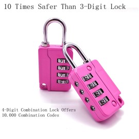 ZPLIUST - 4 Digit Combinations Padlock The Safe Cipher Lock, for Gym Outdoor & School Employee Locker, Toolbox, Fence, Hasp Cabinet, Resettable Combo Locks (Pink 5 Pack)