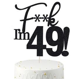 49 decoraciones para tartas, 49 decoraciones para tartas de cumpleaños, purpurina negra, divertida decoración para tartas 49 para hombres, 49 decoraciones para tartas para mujeres, 49 cumpleaños, decoración para tartas de 49 cumpleaños, cuarenta y nueve