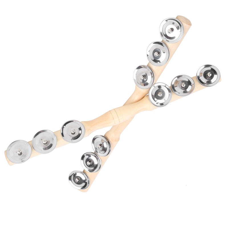 2Pcs Children Percussion Musical Toy Wooden Hand Bell Rattle Shaker