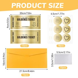 FCKLVMC 15 Pcs Golden Ticket Scratch Off with Envelope and Stickers, Custom Scratch Off Cards Concert Ticket Surprise