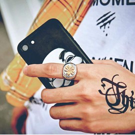 PAMTIER Men's Stainless Steel Four-Leaf Clover Good Luck Signet Ring High Polished Silver Gold Size 6