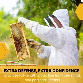 Flexzion Beekeeping Gloves Canvas Protective Bee Keeping Supplies Equipment with Vented Long Sleeves for the Beekeeper 1 Pair