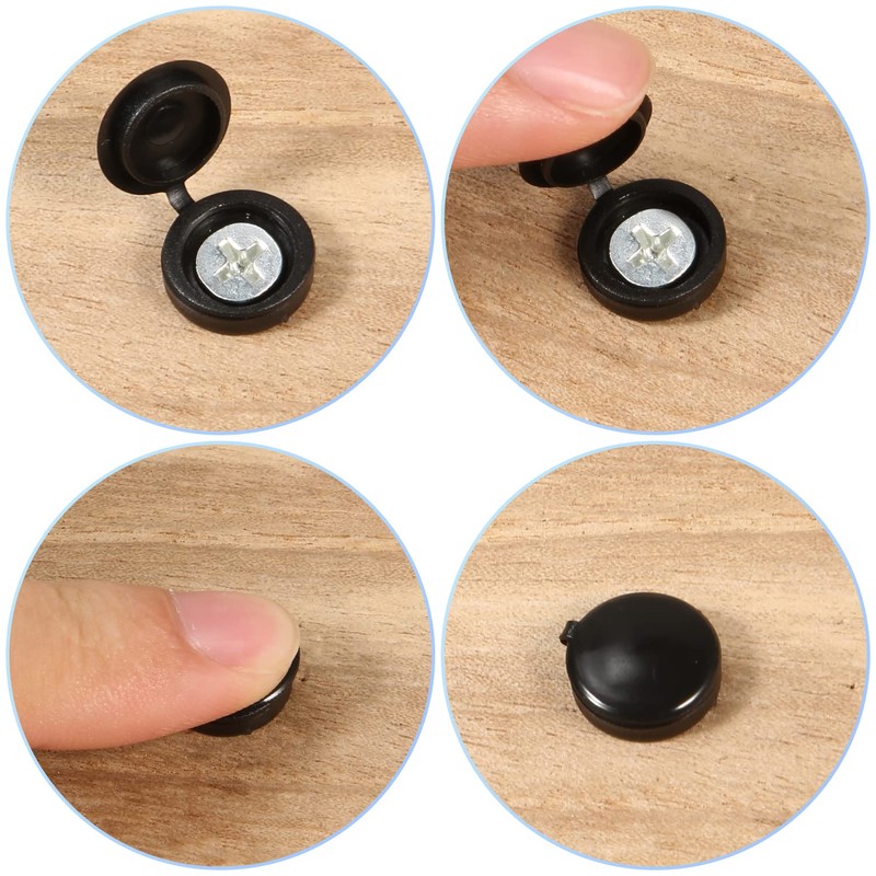 AIEX 100pcs Plastic Hinged Screw Cover Caps, Hole Diameter Screw