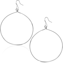 Humble Chic Dangle Hoop Earrings for Women - Large Circle Dangling Earring Hoops - Simple Big Round Geometric Fish-Hook Drop Earrings - Hypoallergenic, 925 White - 3.2" inch Round