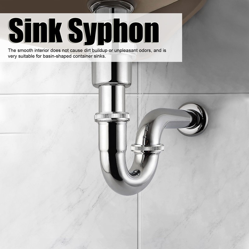 Sink Siphon Trap Waste Drain Valve Kit Washbasin Syphon Draining