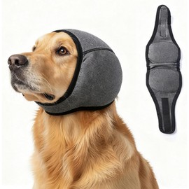 Sishuis Dog Ear Muffs Hematoma Flap No Ear Wraps Waterproof Elastic Cover with Calming Hoodie, Black, Small / 시슈이스 반려견 귀 머프 혈종용 플랩 이어 랩 없음 진정 후디가 포함된 방수 탄력 커버, Black, Small