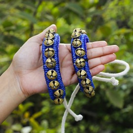 Tengru Kathak Ghungroo Pad 1 Line (10+10) 16 No Bells Indian Professional Handmade Dancing Big Bells Pair Classical Dance Accessories I Musical Instrument I Anklet for Kids and Adults (20 Bells)
