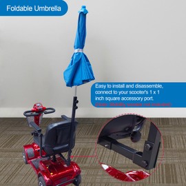 Sunshade Canopy for Mobility Scooters – UV & Rain Protection Electric Wheelchair Umbrella (Only Works with Scooters & Power Chairs Equipped with 1" x 1" Hitch Receiver) (Sky Blue)