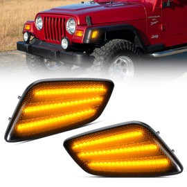 NEIFILES LED Side Marker Lights Compatible with Jeep Wrangler TJ 1997-2006 Turn Signal Light Amber Smoked Lens Pack of 2