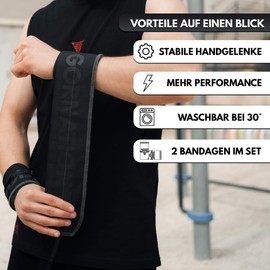 GORNATION Wrist Wraps, Performance Wrist Wraps for Fitness, Calisthenics & Strength Sports, Bandages for Gym, Wrist Support, Wrap Wraps - 1 Pair