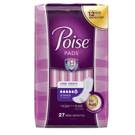 Poise Ultimate Long Pads,27 Count (Pack of 1)
